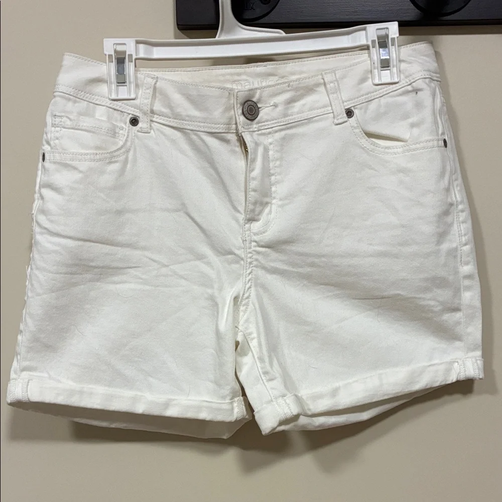 Maurice’s white denim shorts size 9/10 - Picture 1 of 6